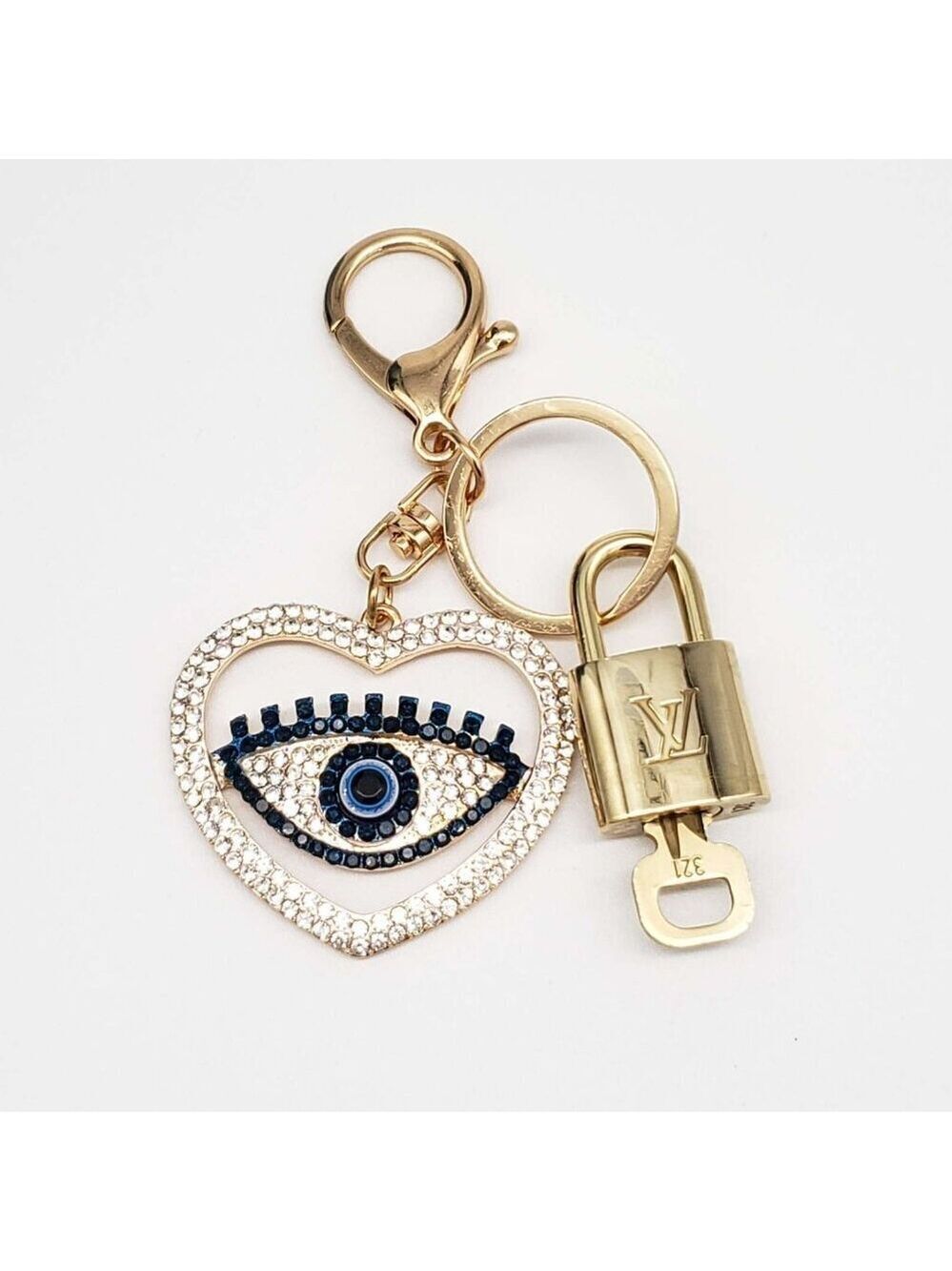 LV Authentic Gold Lock & Key 🔑 Luxury Bag Charm w/ Unbranded Keychain